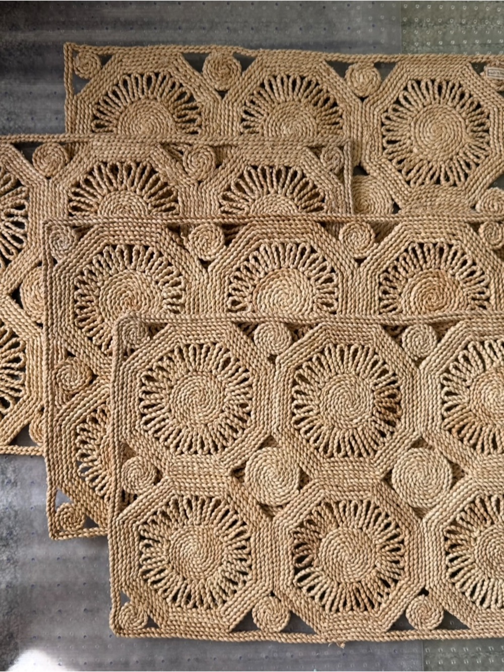 Handwoven Jute Placemat Set in Natural Tan